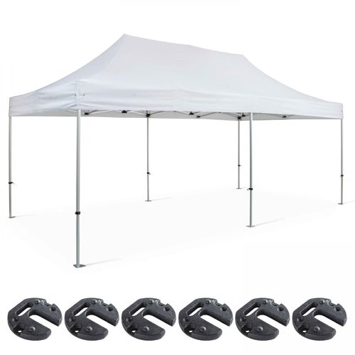 Oviala Opvouwbare Tent Van 3x6m En 6 Witte Gewichtsankers